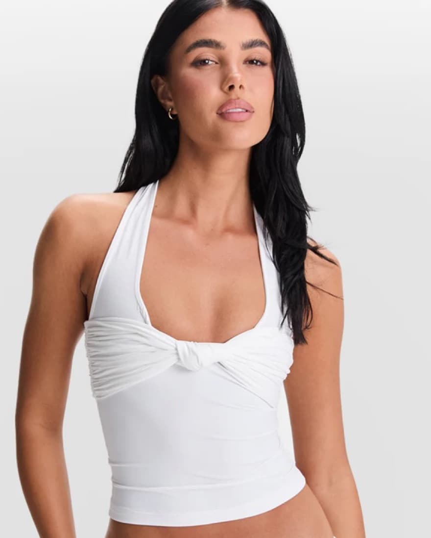 Sasha Therese White Halter Crop Top - Image 2