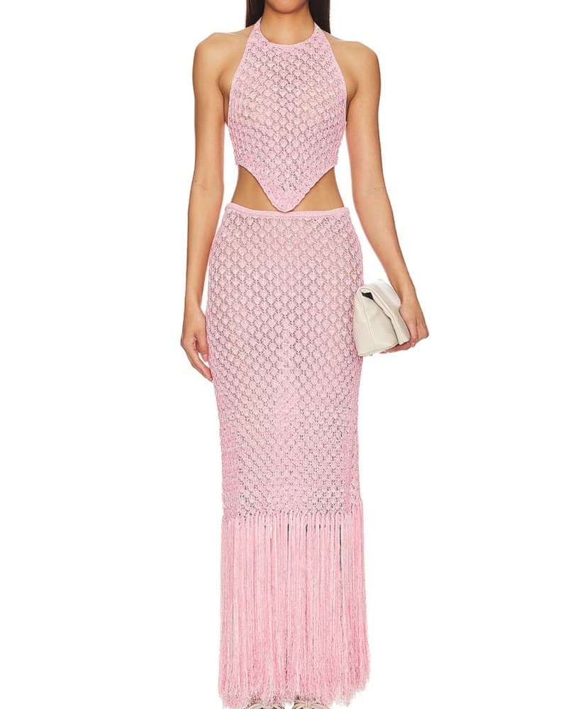 Chic Crochet Top and Skirt Set - Image 1