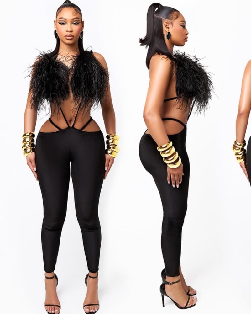 Feathered Glam Jumpsuit - Image 1