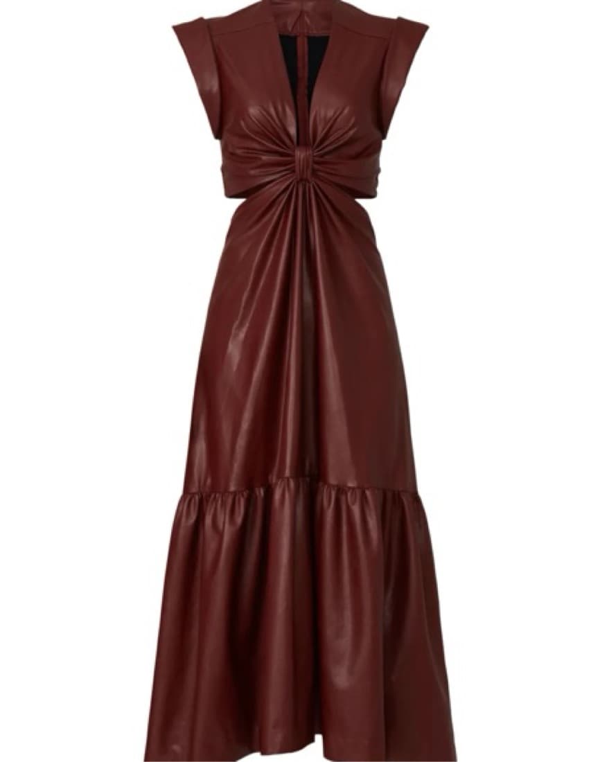 ALC Burgundy Leather Dress - Image 3