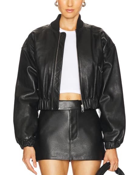 GRLFRND CROPPED LEATHER BOMBER & SKIRT  - Image 2
