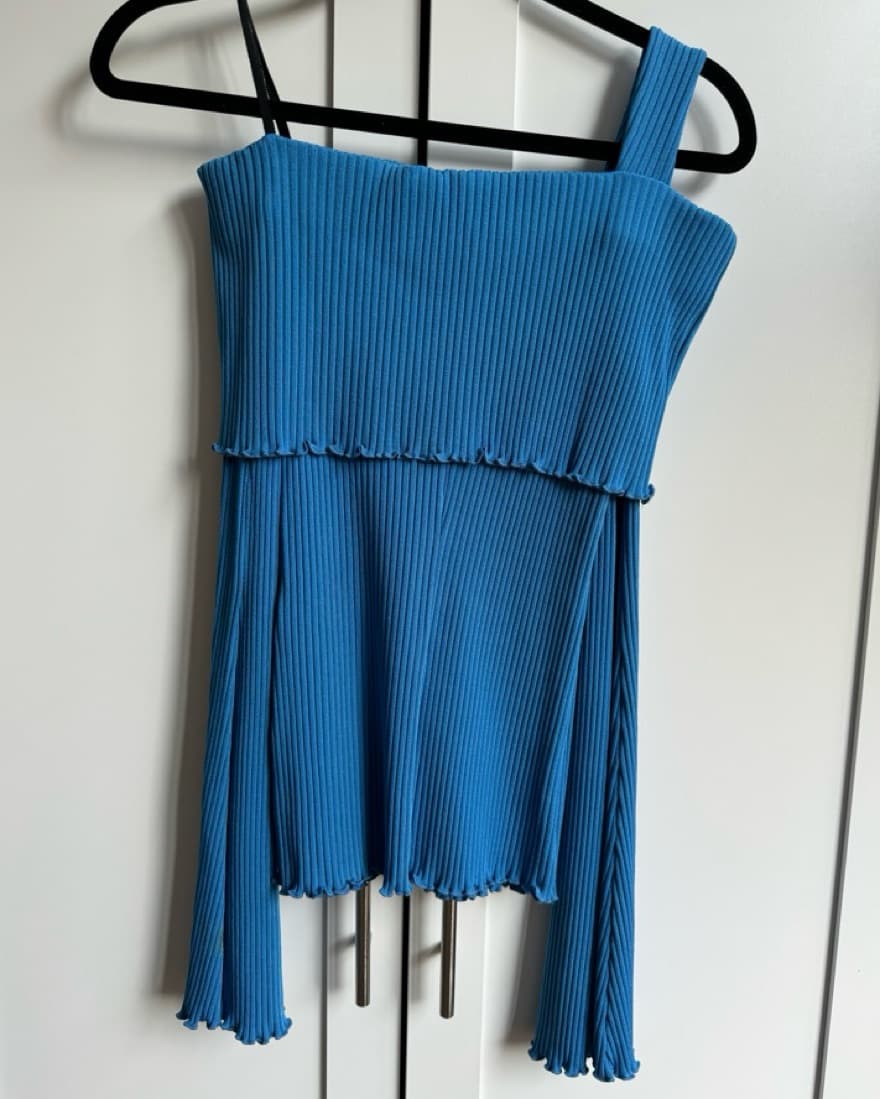 Ellery Blue Long Sleeve Ribbed Top - Image 2