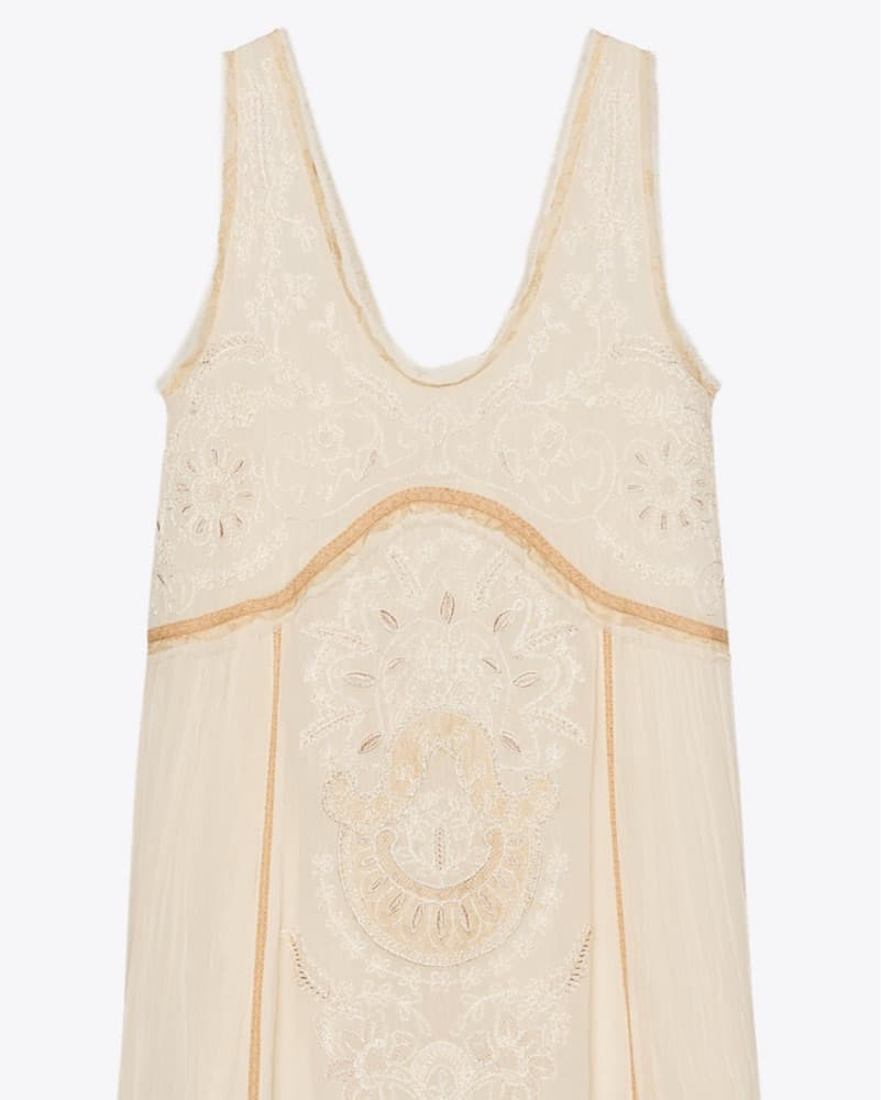 Zara Cream Embroidered Mini Dress - Image 5