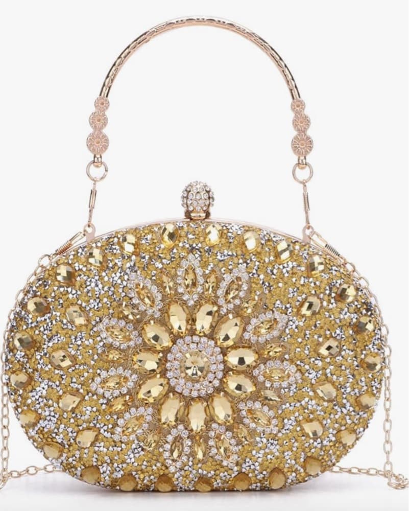 Opulent Gold & Silver Embellished Clutch - Image 1
