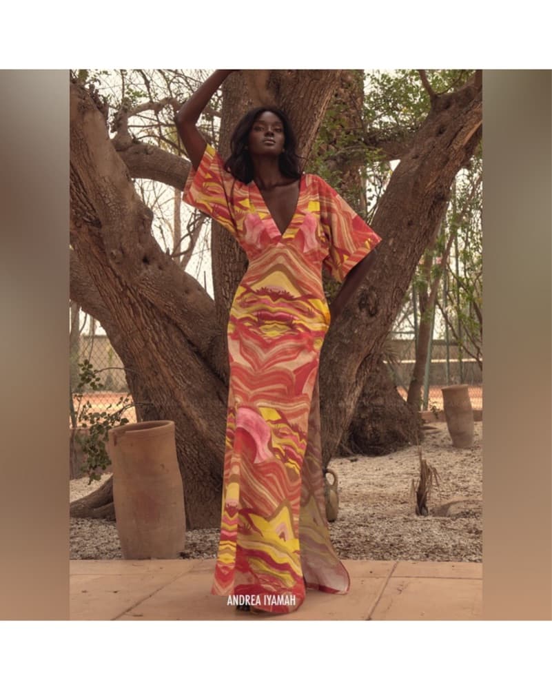 Andrea Iyamah Alyma Sunset-Print Caftan - Image 1