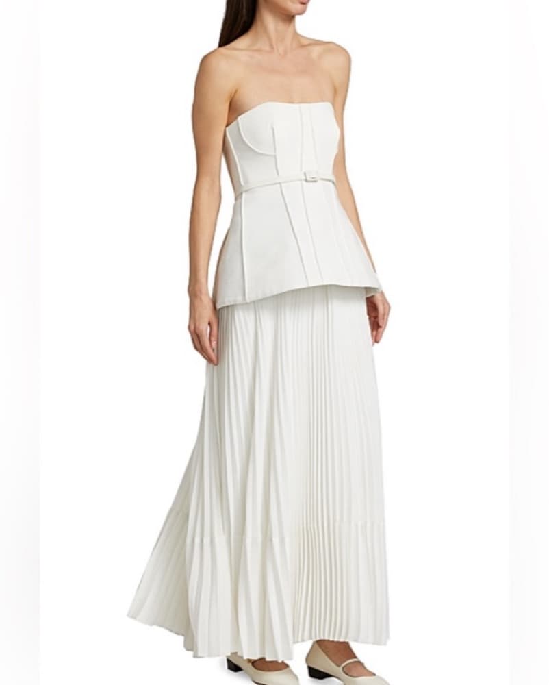 Jonathan Simkhai White Pleated Maxi  - Image 3