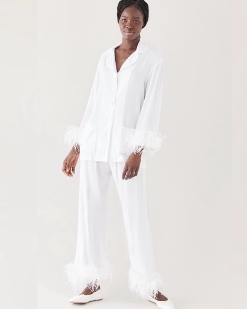 Sleeper White Feather Trim Pajama Set - Image 1