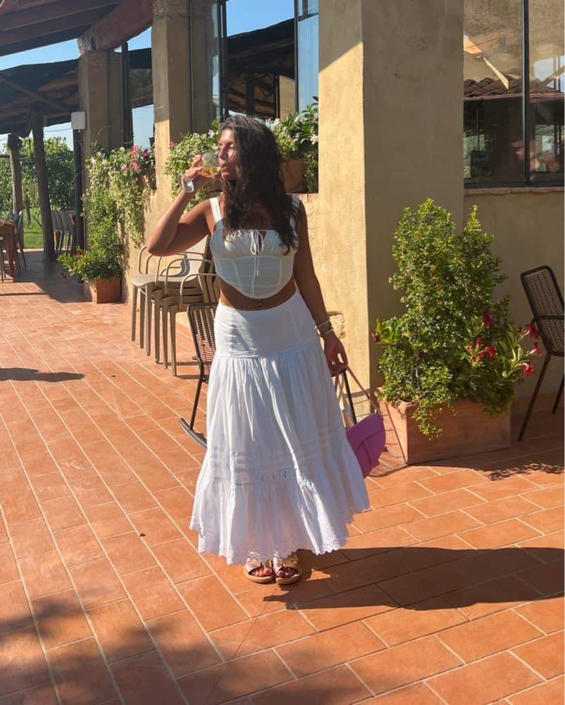 White Cutout Tiered Midi Dress - Image 2
