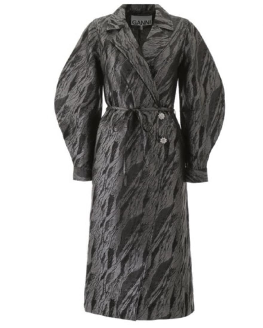 Ganni Silver Wrap Coat - Image 1
