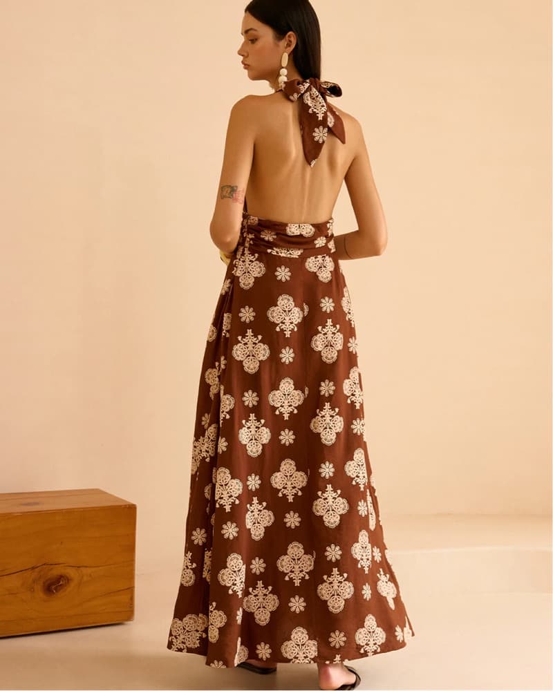 Paisley Halter Maxi Dress, Size S - Image 2