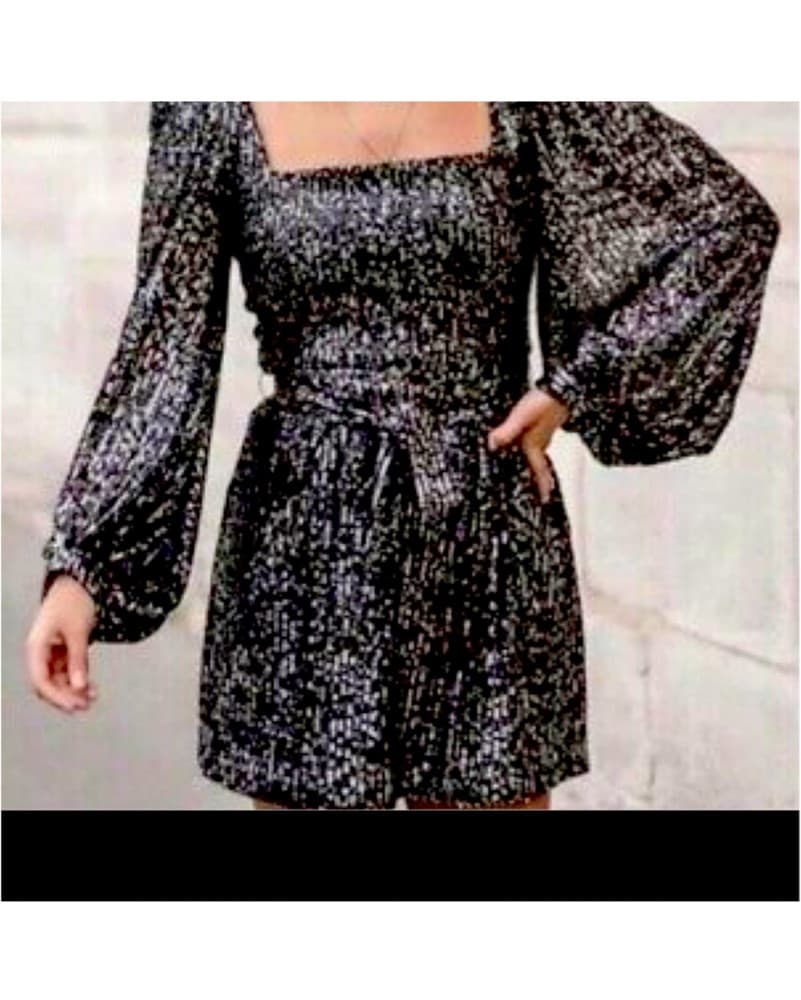 Zara bubble Sleeve Sequin Cocktail Dress - Image 2