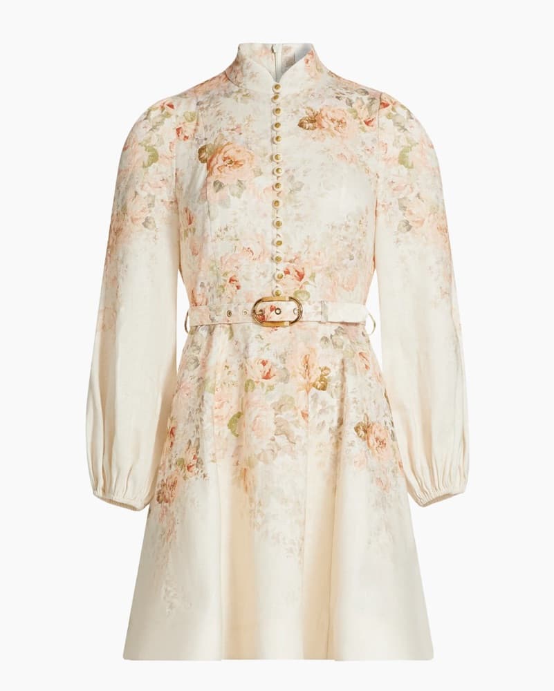 Zimmermann  Floral Linen Belted Minidres - Image 1