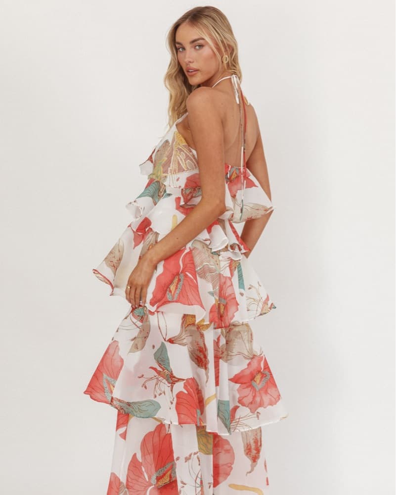 Flowing Tropical Floral Maxi Dress - Image 2