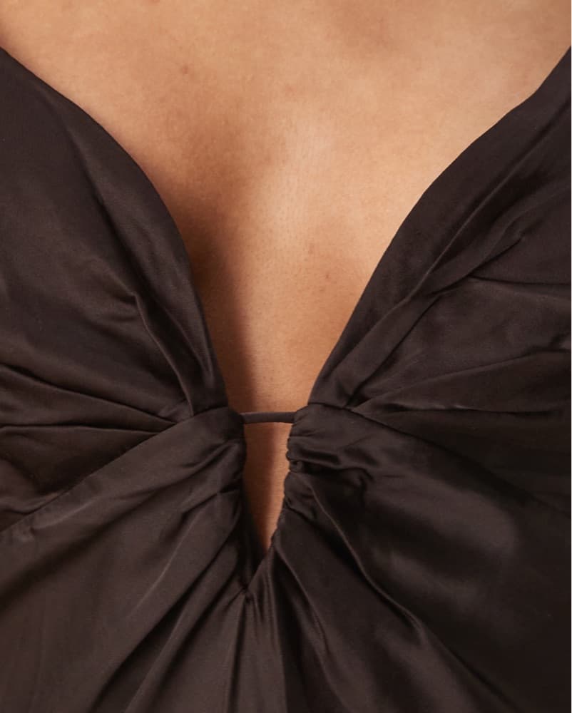 Mango Satin Brown Cami A Line Maxi Dress - Image 4