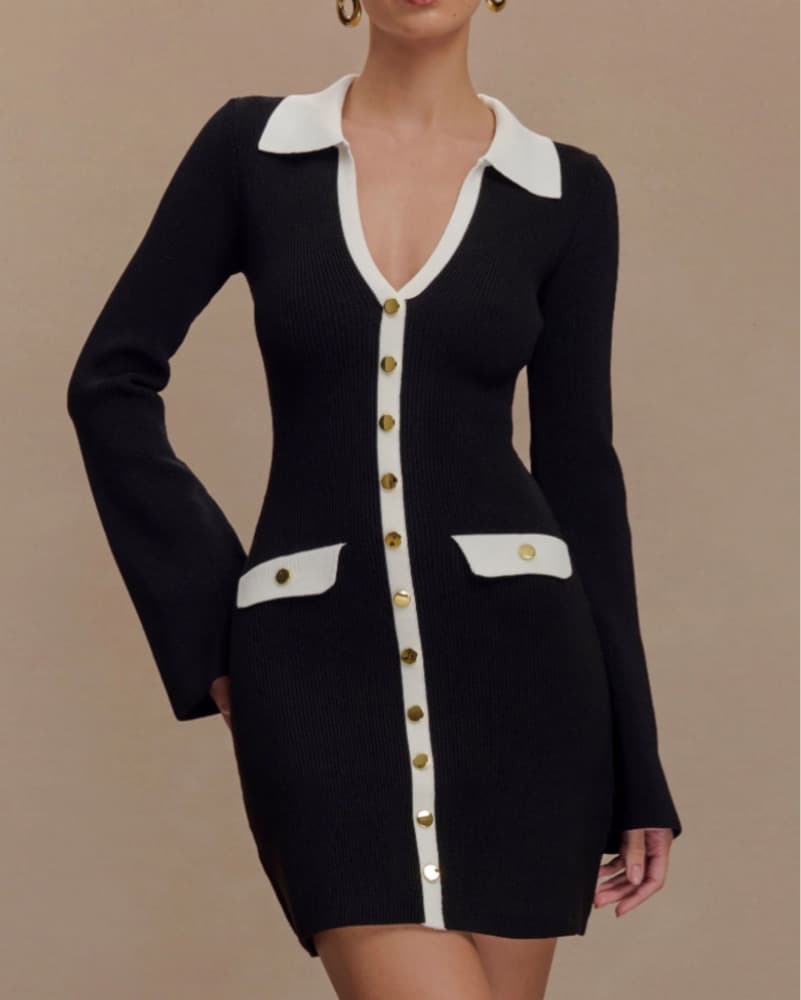 Black Knit Peppy Dress - Image 2