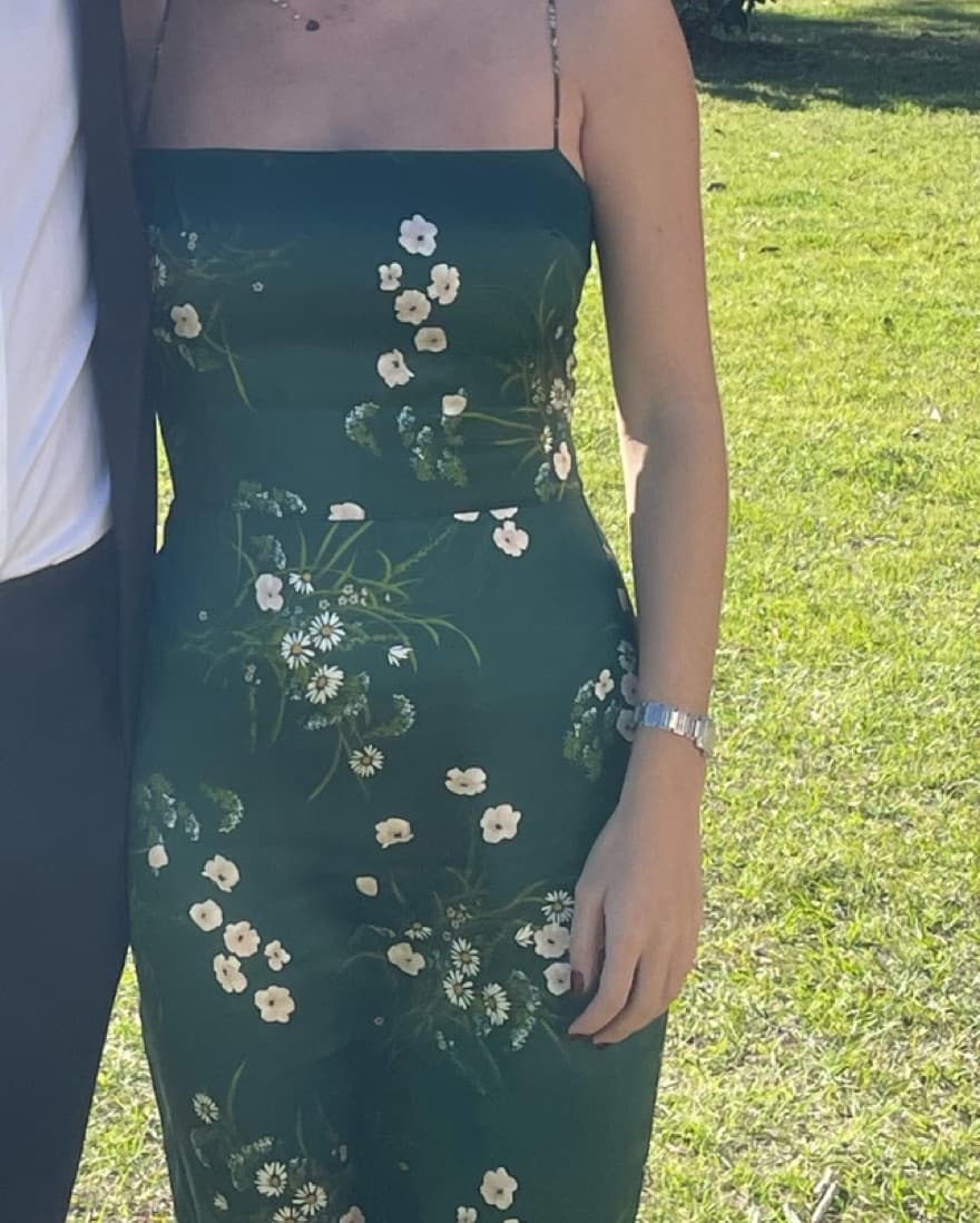 Reformation Frankie Dress In Dark Green  - Image 4