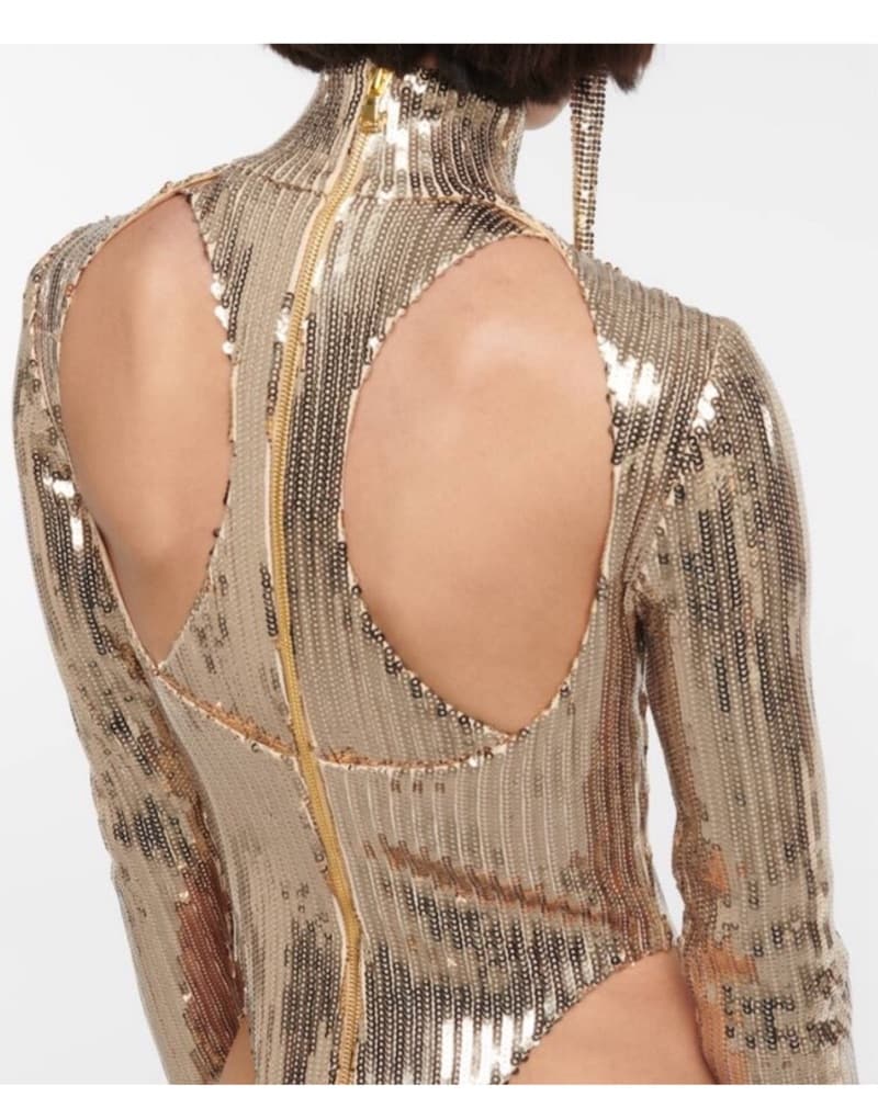 LaQuan Smith Gold Sequin Bodysuit - Image 3