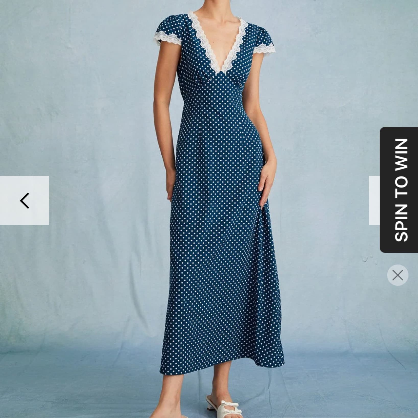 Rihoas Navy Polka Dot & Lace Midi - Image 1