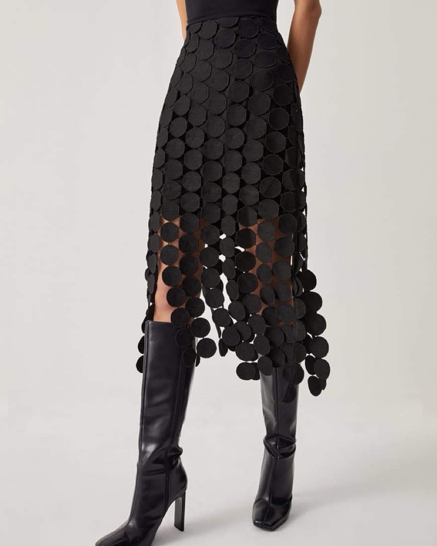 Black Circle Fringe Skirt - Image 1
