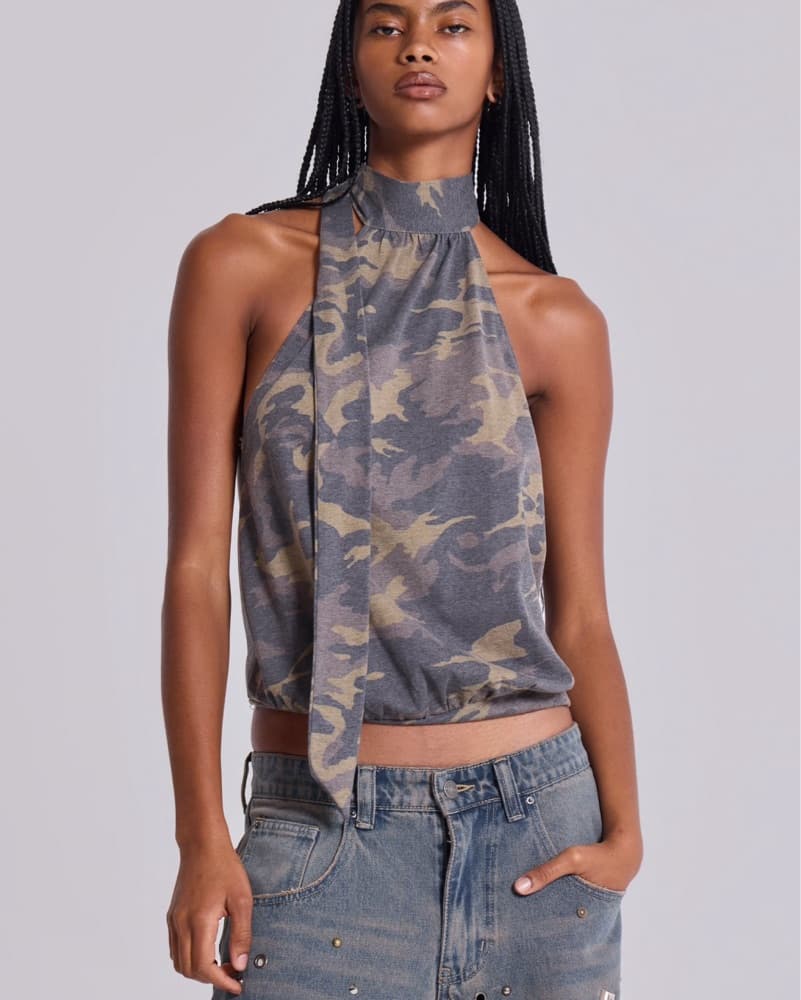 Jaded London Enya Camo Backless Top - Image 1