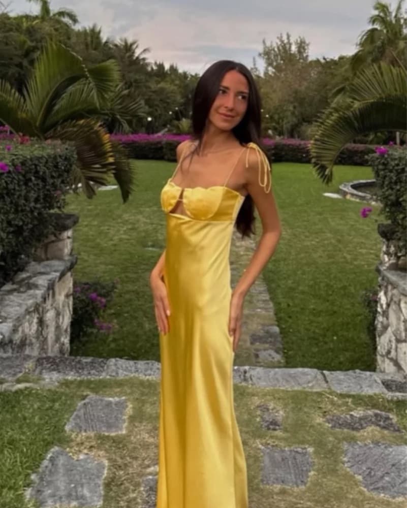Radiant Yellow Satin Gown - Image 1