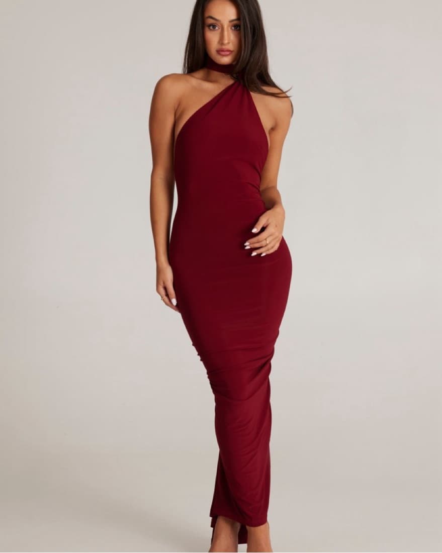 Melani The Label Leoni Dress In Wine - Image 1