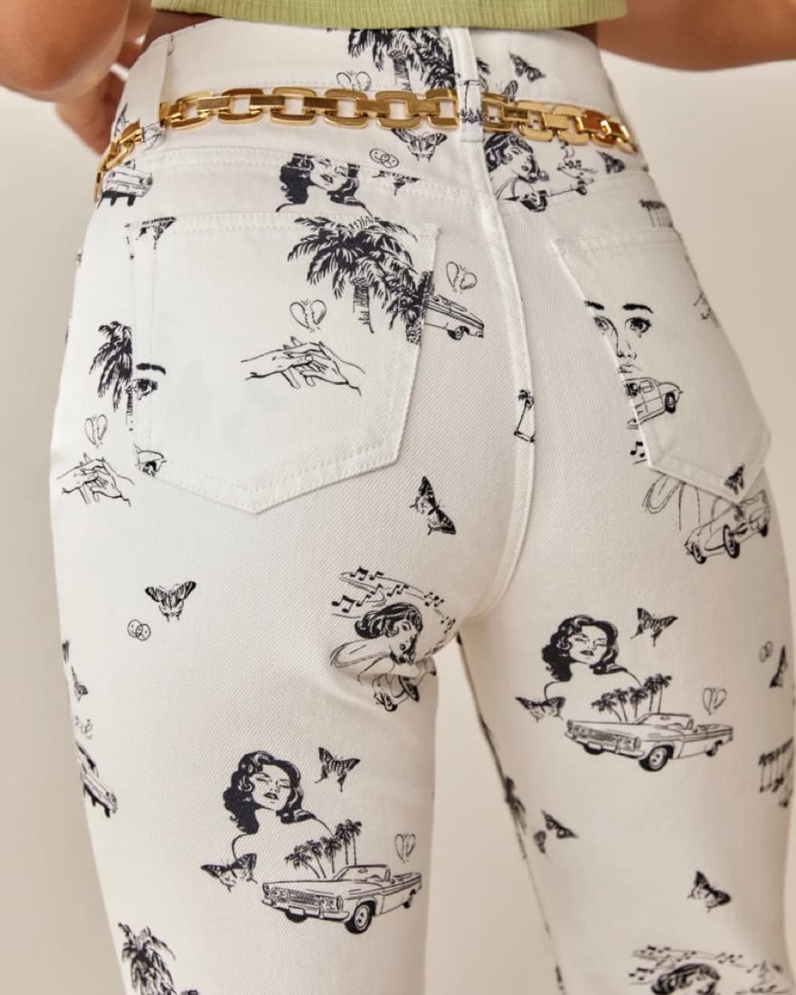 Reformation White Print Jeans - Image 4