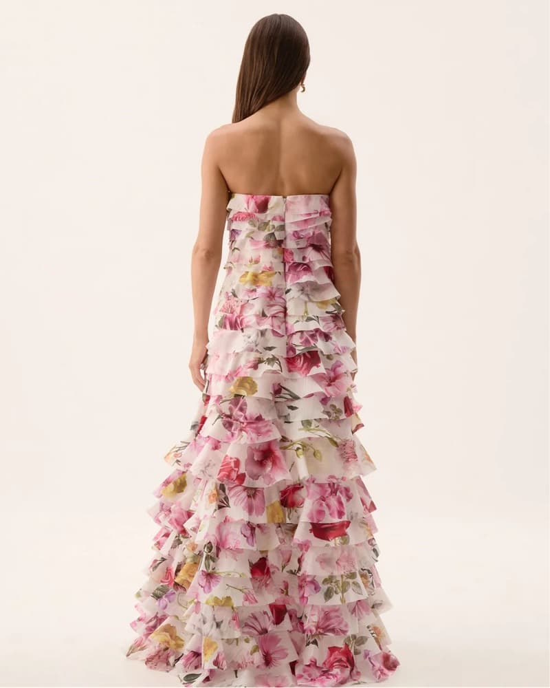 AJE Fleur Pleated Gown In Collage Floral - Image 2