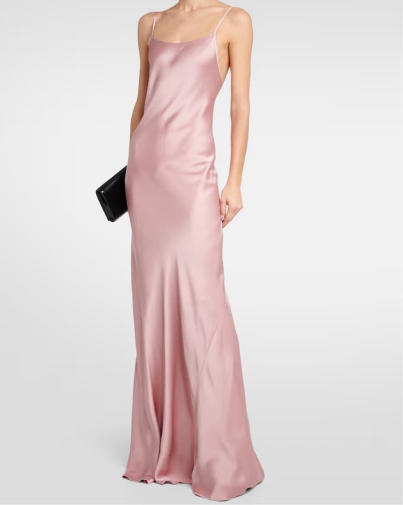 VICTORIA BECKHAM SATIN MAXI CAMI DRESS IN PEONY - Image 3