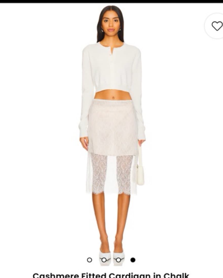 Sheer Lace Slip Skirt in Off White - Image 4