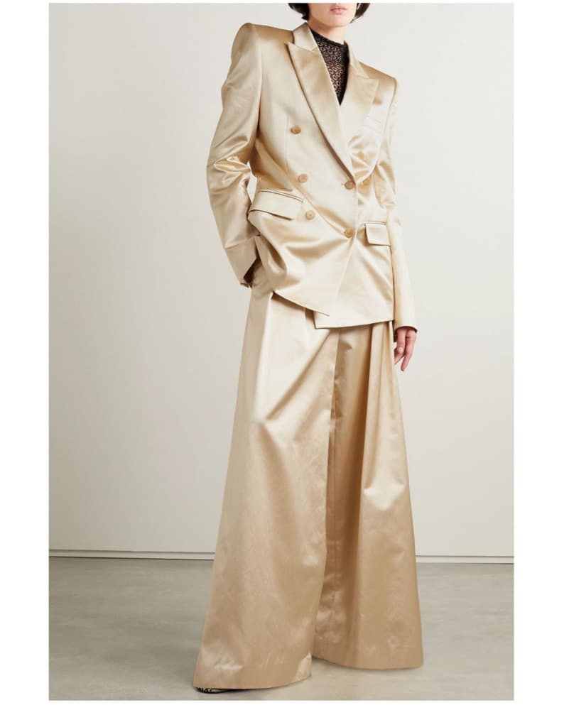 Khaite Double-Breasted Satin Blazer - Image 3
