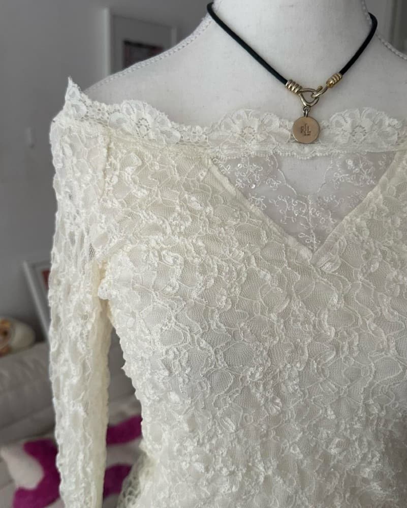 vintage white lace top - Image 4