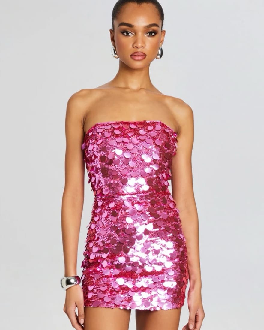 retrofête Nolia Pink Sequin Dress  - Image 1