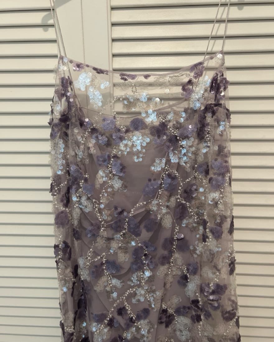 Purple Sequin Embroidered Dress - Image 5