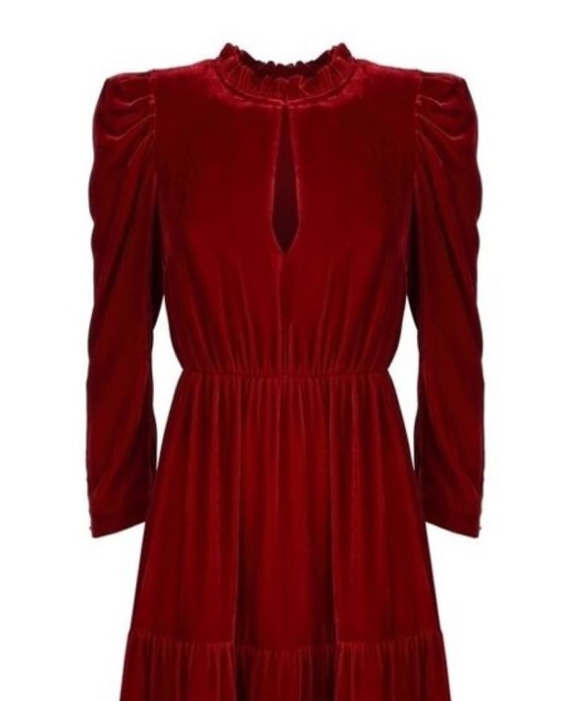 Dramatic Pinko Red Velvet Midi Dress  - Image 5
