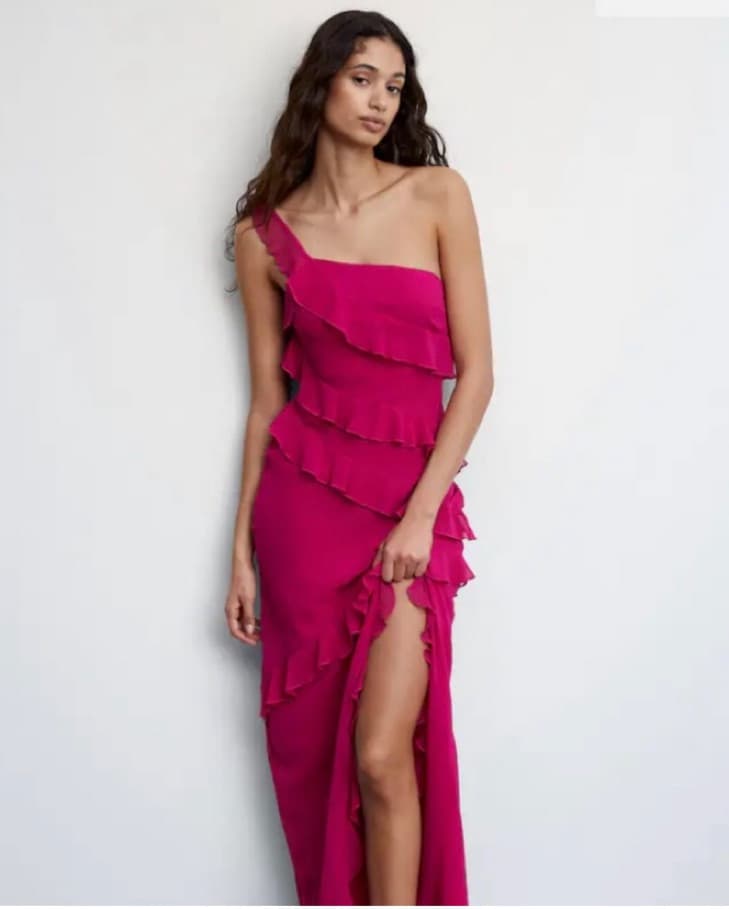 Mango Pink Ruffle Dress - Image 1