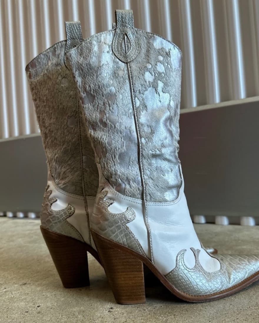 Vintage Silver Cowboy Boots - Image 2