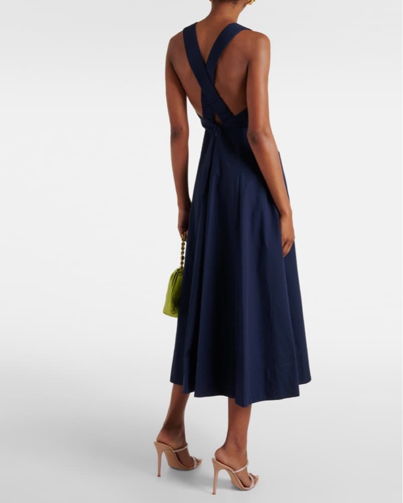 Staud Navy Poplin Midi Dress - Image 2