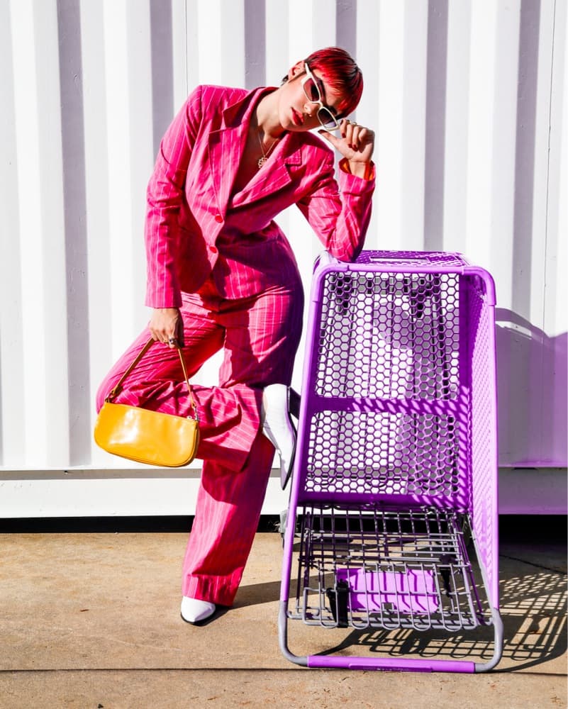 Vibrant Pink Striped Suit - Image 3