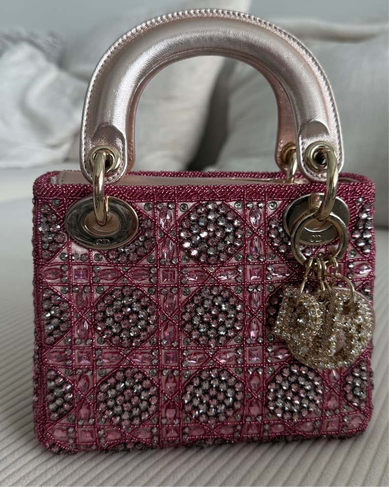 Pink Small Lady Dior With Beads - Image 1