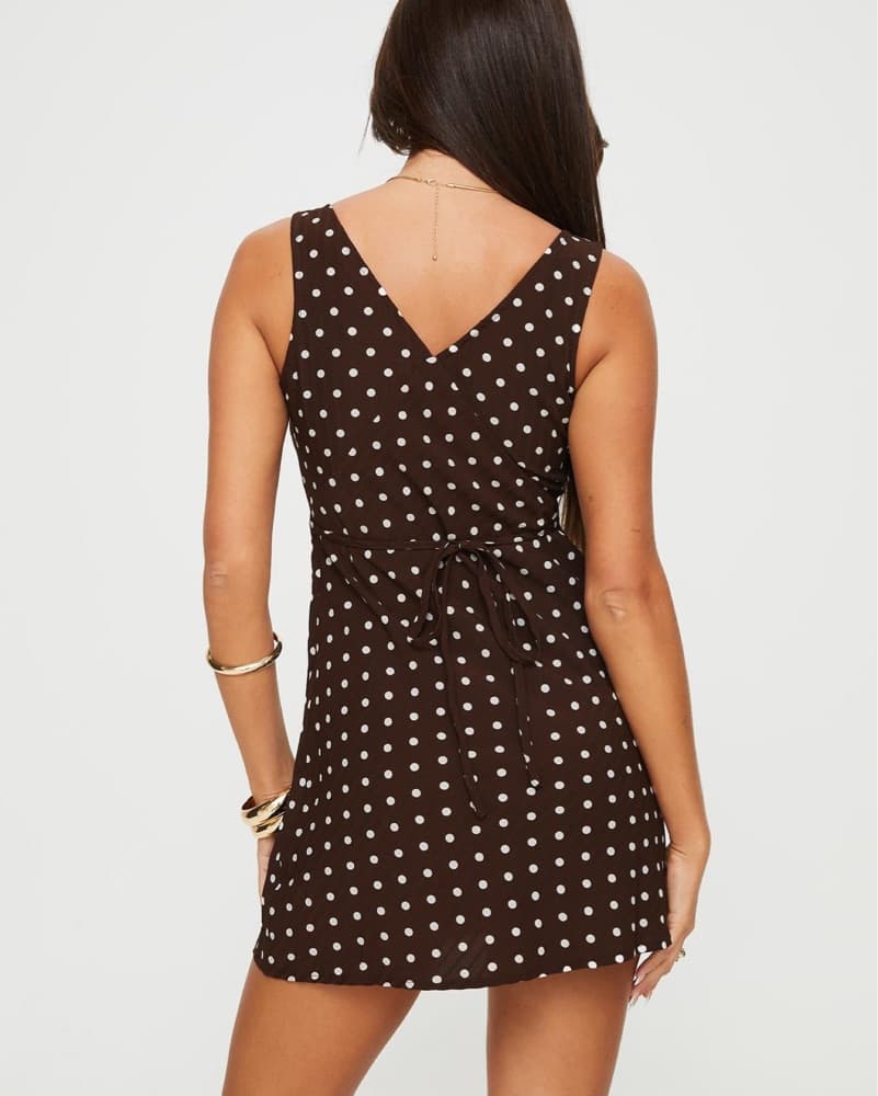 Princess Polly Brown Polka Dot Dress - Image 4