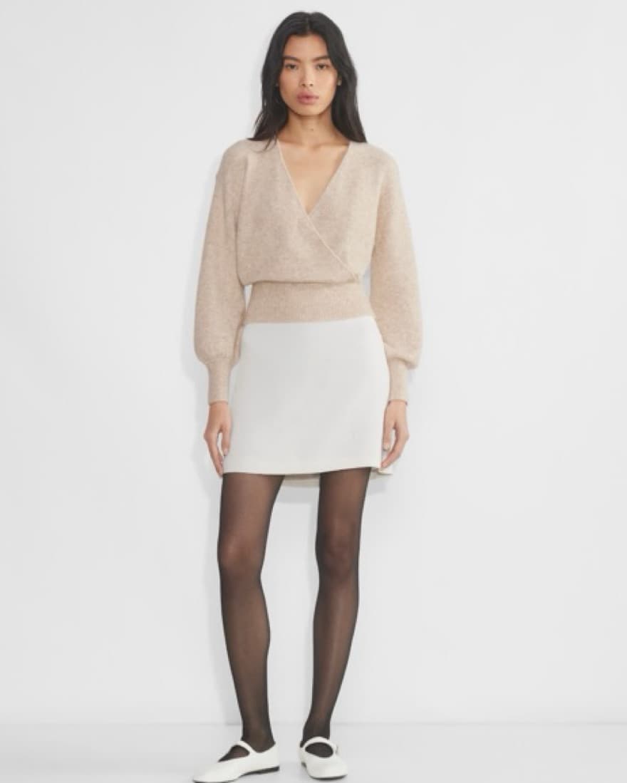 Chic Cropped Beige Sweater - Image 1