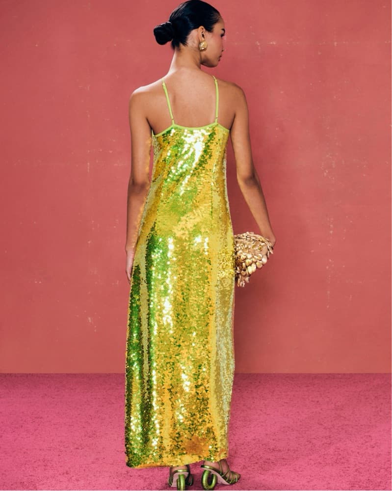 Cult Gaia Lily Green Gold Sequin Dress - Image 3