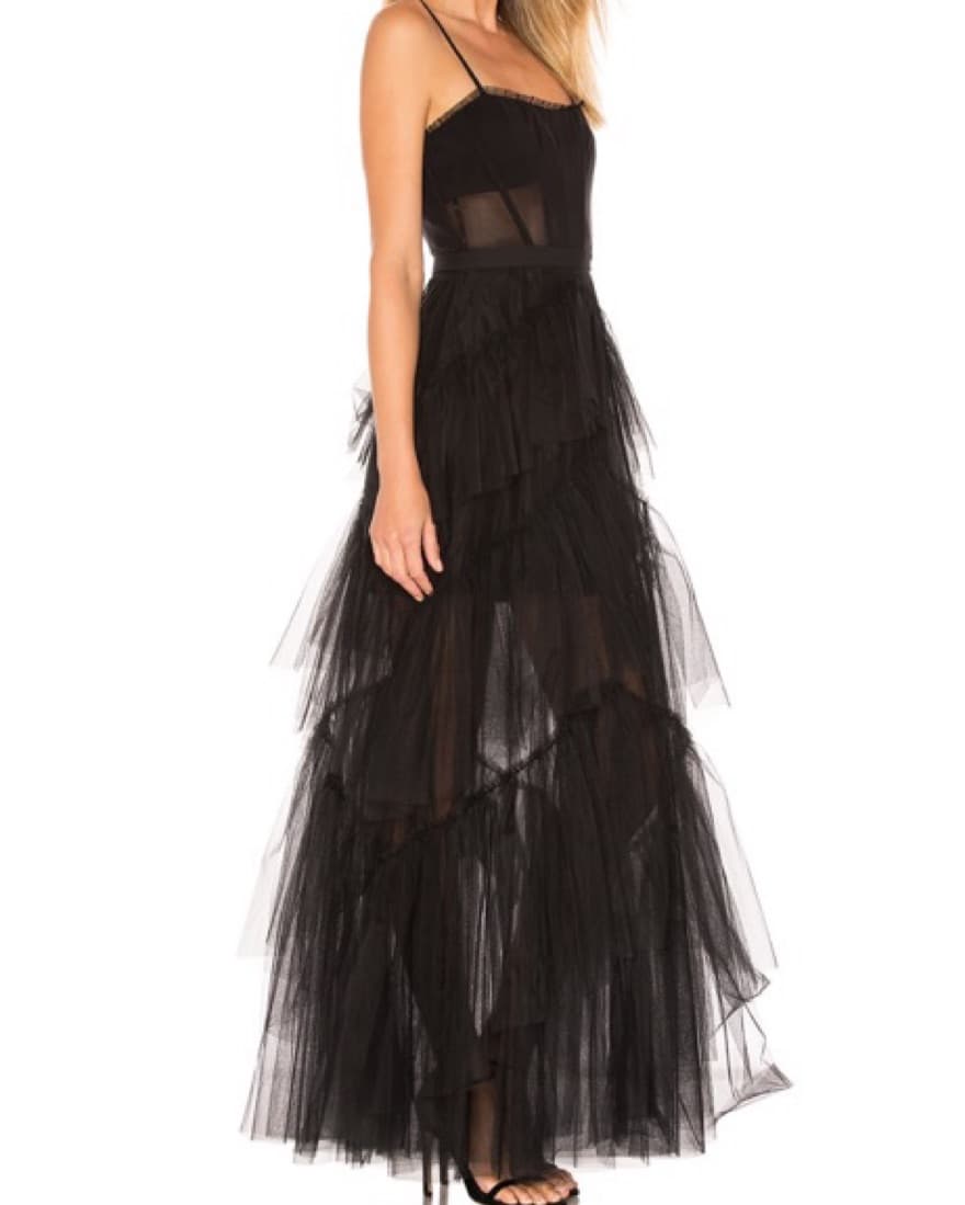 BCBGMAXAZRIA  Sheer Tiered Ruffle Gown   - Image 2
