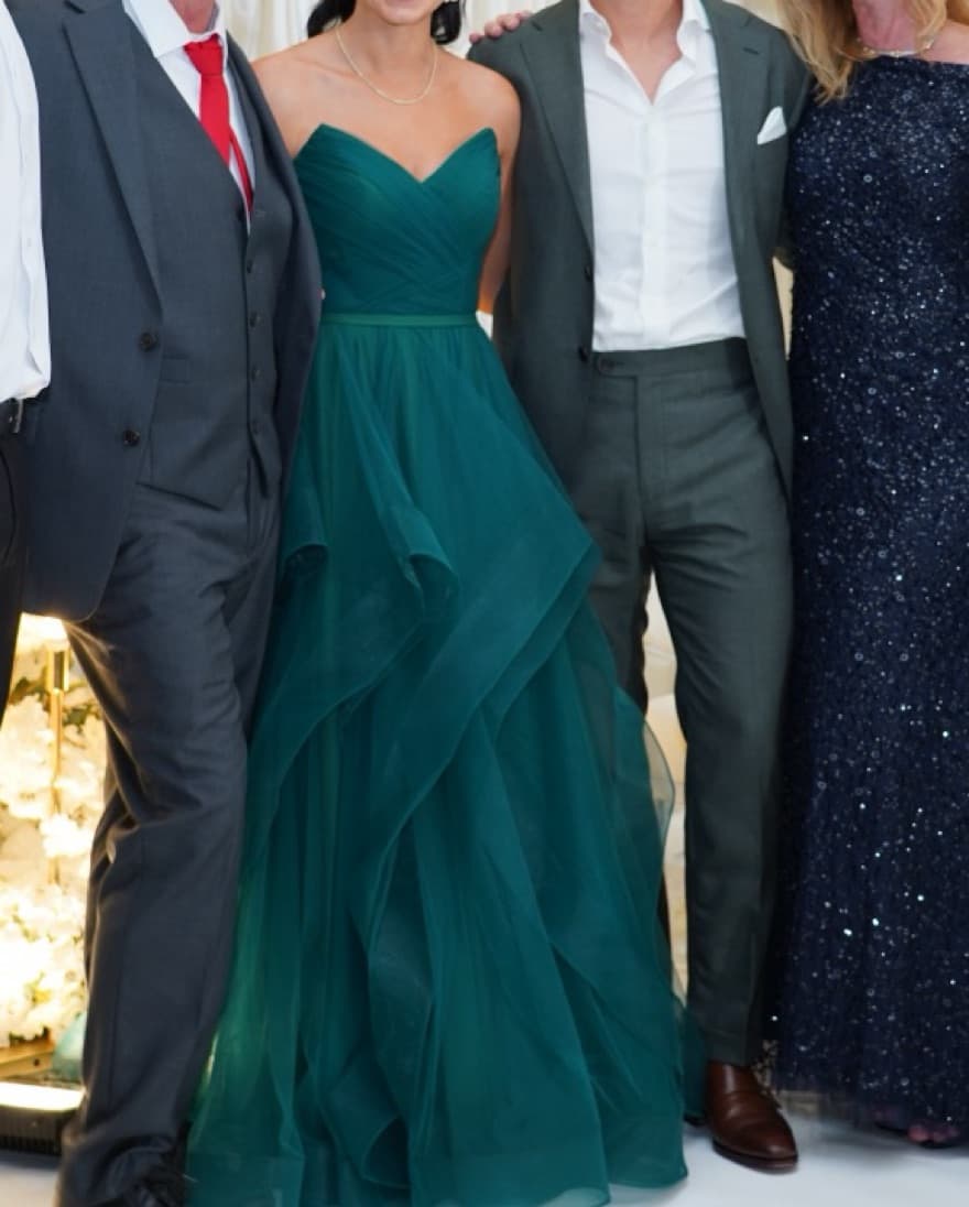 Teal Tulle Sweetheart Neckline Gown - Image 3