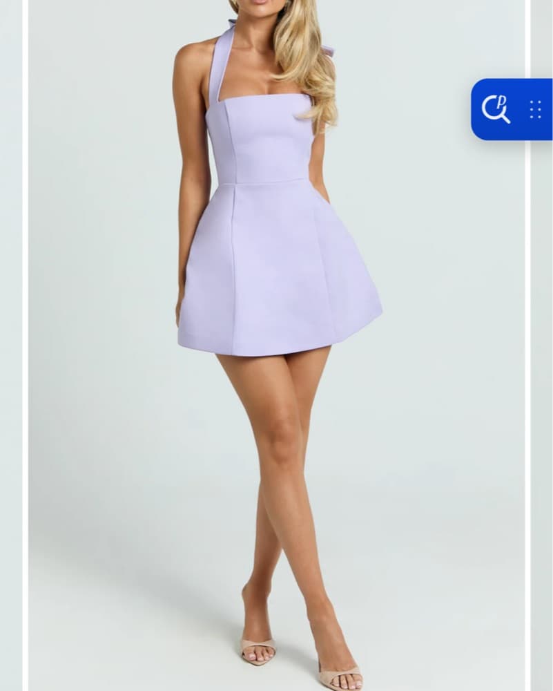 Light Purple Halter Neck Tie Tulip Skirt - Image 2