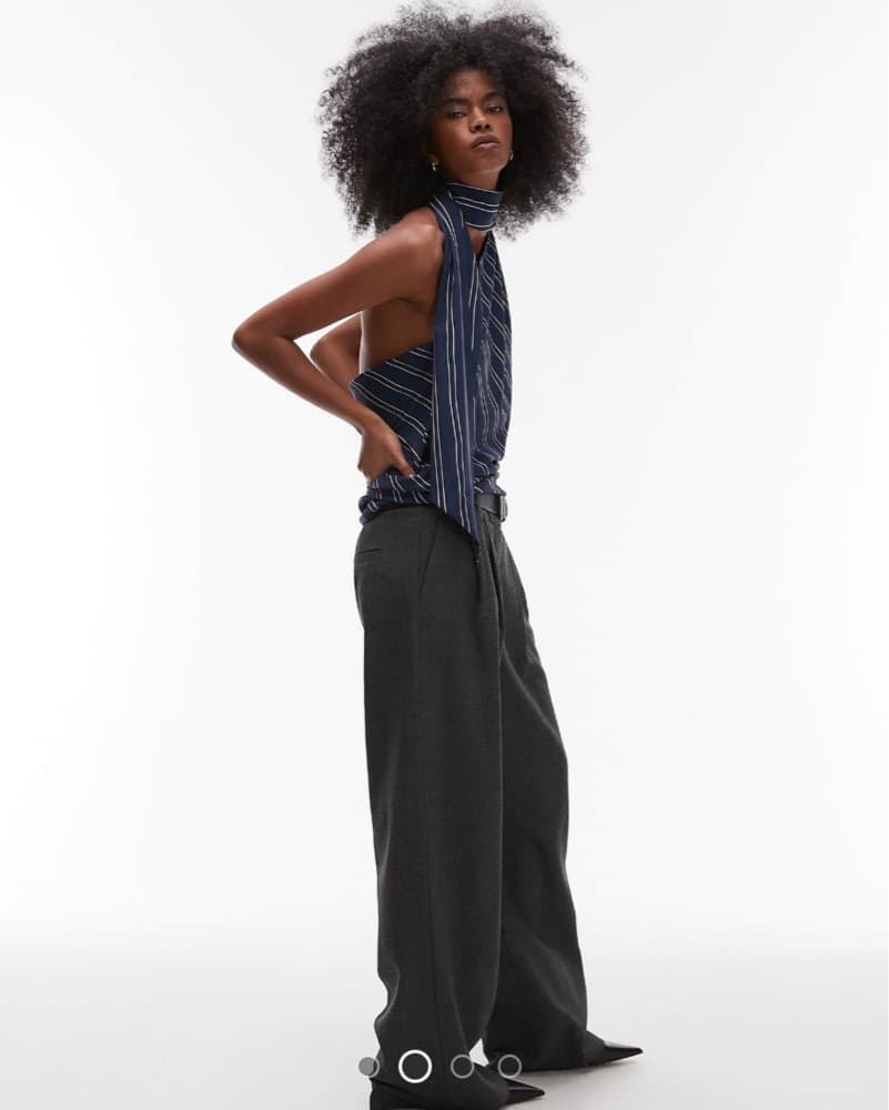 ASOS DESIGN satin twill tie Halter Top - Image 3