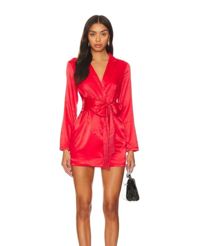 Shanelle Blazer Fringe Wrap Dress - Image 1