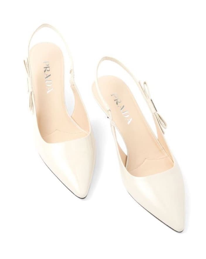 $1,220 Prada Ivory Bow Slingback Pumps - Image 2