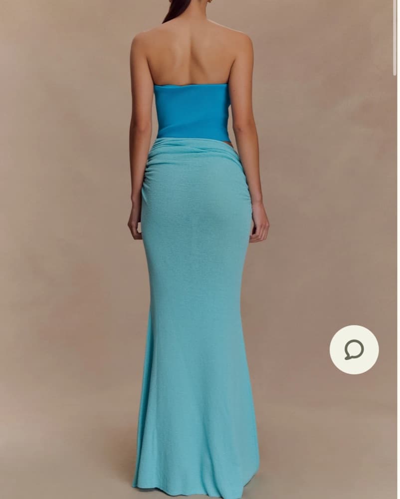 Blue Strapless knit Dress - Image 2
